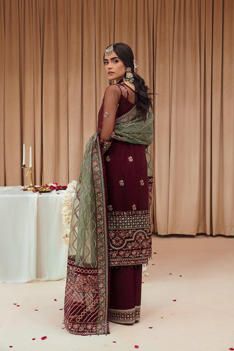 FARASHA Tabeer Embroidered Net Unstitched 3 Piece Suit - 05 Mehnaz