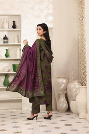 Feathers The Frost Digital Printed Dhanak Unstitched 3Pc Suit Mehndi Mauve-FT794
