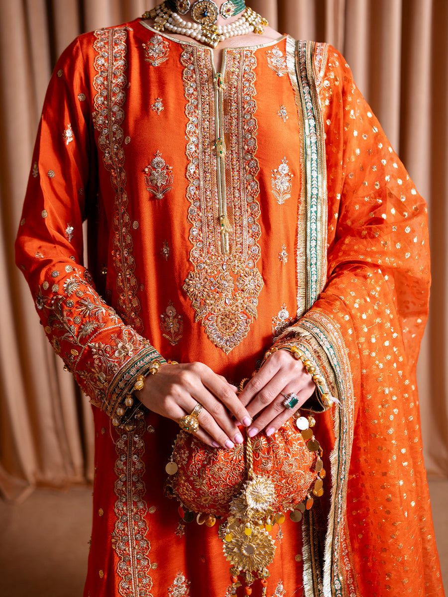 Faiza Faisal Rema Embroidered Raw Silk Unstitched 3Pc Suit - Mehroze