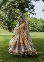 Hussain Rehar Festive Embroidered Korean Raw Silk Unstitched 3Pc Suit - MEHRU