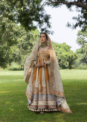 Hussain Rehar Festive Embroidered Korean Raw Silk Unstitched 3Pc Suit - MEHRU