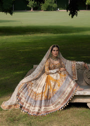 Hussain Rehar Festive Embroidered Korean Raw Silk Unstitched 3Pc Suit - MEHRU