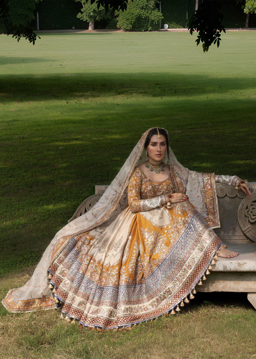 Hussain Rehar Festive Embroidered Korean Raw Silk Unstitched 3Pc Suit - MEHRU