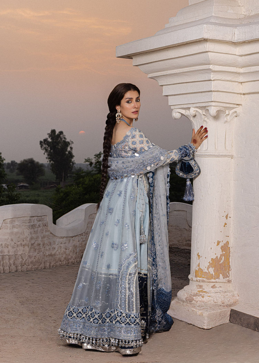 Hussain Rehar Festive Embroidered Organza Unstitched 3Pc Suit - MEHTAB