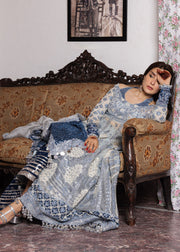 Hussain Rehar Festive Embroidered Organza Unstitched 3Pc Suit - MEHTAB
