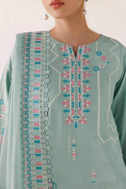 Farasha Veira Embroidered Raw Silk Unstitched 3Pc Suit D-10 Meliora