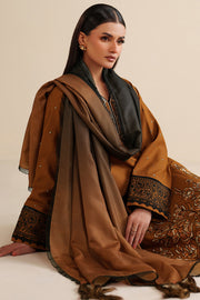 Farasha Winter Spell Embroidered Khaddar Unstitched 3Pc Suit - Mellow