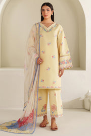 Farasha Summer Weaves Embroidered Lawn Unstitched 3Pc Suit - Mellow Canvas