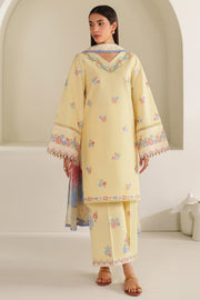 Farasha Summer Weaves Embroidered Lawn Unstitched 3Pc Suit - Mellow Canvas