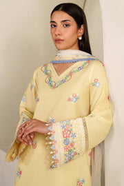 Farasha Summer Weaves Embroidered Lawn Unstitched 3Pc Suit - Mellow Canvas