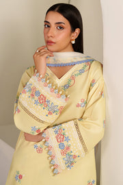 Farasha Summer Weaves Embroidered Lawn Unstitched 3Pc Suit - Mellow Canvas