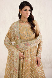 Farasha Embroidered Luxury Chiffon Unstitched 3Pc Suit - Mellow Dream