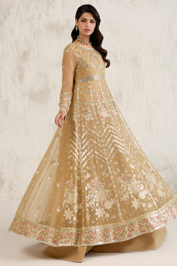Farasha Embroidered Luxury Chiffon Unstitched 3Pc Suit - Mellow Dream