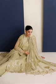 Farasha Luxury Formal Embroidered Chiffon Unstitched 3Pc Suit - Mellow Gold