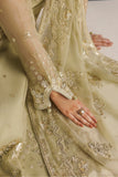Farasha Luxury Formal Embroidered Chiffon Unstitched 3Pc Suit - Mellow Gold