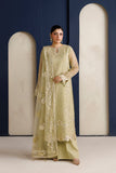 Farasha Luxury Formal Embroidered Chiffon Unstitched 3Pc Suit - Mellow Gold