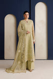 Farasha Luxury Formal Embroidered Chiffon Unstitched 3Pc Suit - Mellow Gold