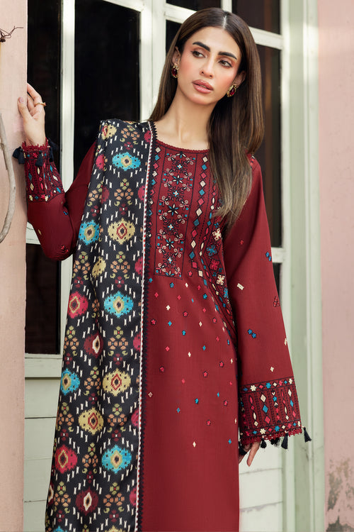 Farasha Embroidered Khaddar Unstitched 3Pc Suit - Melody