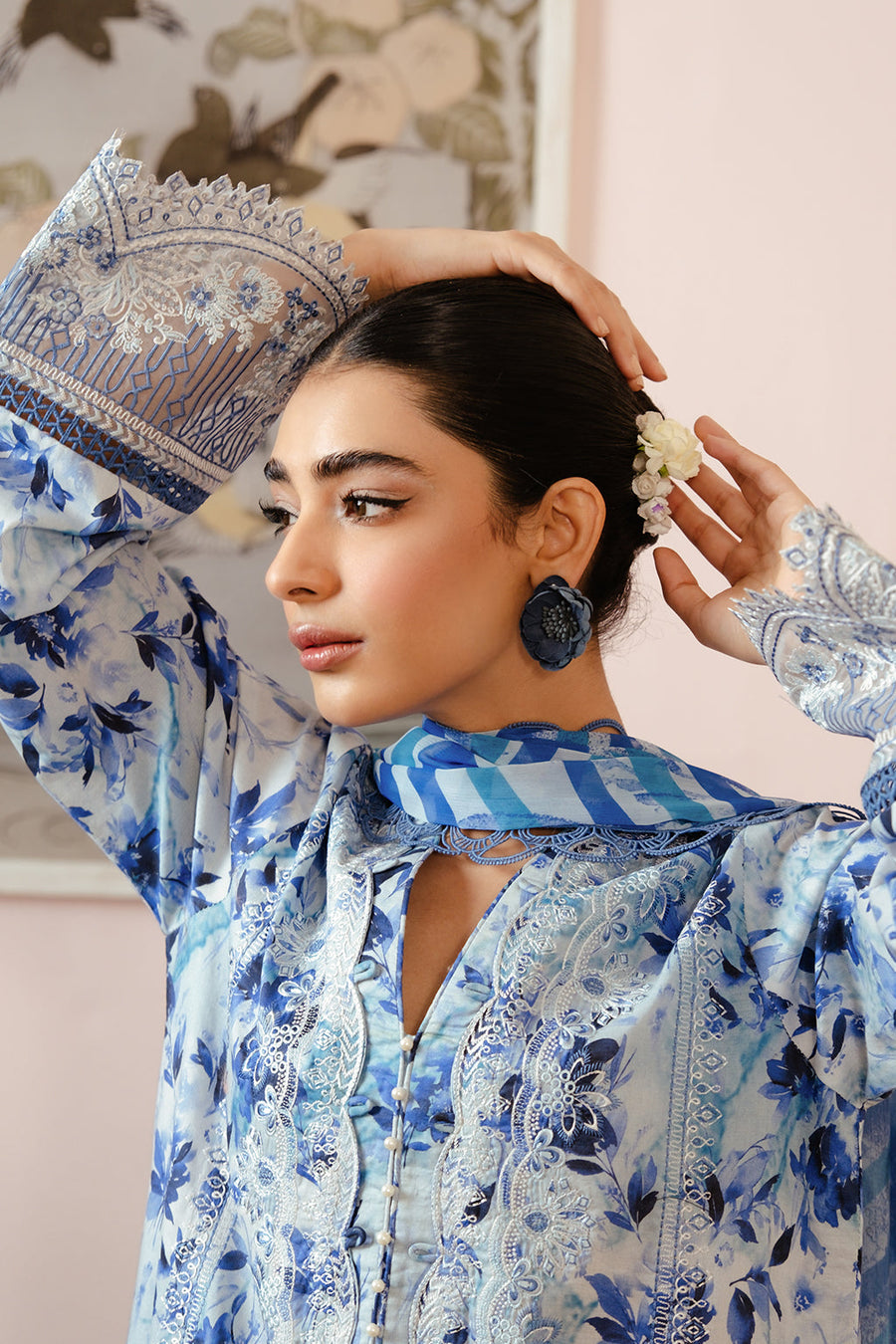 Afrozeh Malina Embroidered Luxury Lawn Unstitched 3Pc Suit AL-24-V3-10 MERIAL