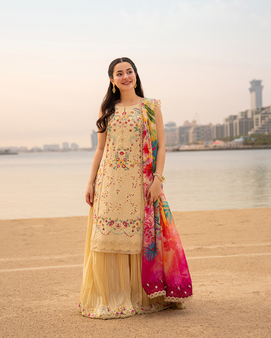 Faiza Saqlain AYA Embroidered Luxury Lawn Unstitched 3Pc Suit - MERJEM