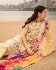Faiza Saqlain AYA Embroidered Luxury Lawn Unstitched 3Pc Suit - MERJEM