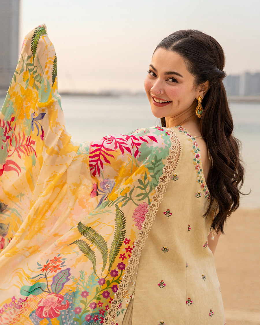 Faiza Saqlain AYA Embroidered Luxury Lawn Unstitched 3Pc Suit - MERJEM