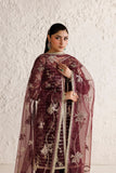 Farasha Luxury Formal Embroidered Net Unstitched 3Pc Suit - Merlot Dusk