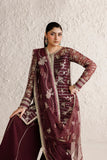 Farasha Luxury Formal Embroidered Net Unstitched 3Pc Suit - Merlot Dusk