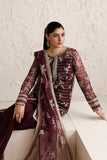 Farasha Luxury Formal Embroidered Net Unstitched 3Pc Suit - Merlot Dusk