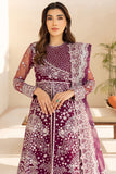 Farasha LU ZELLA Embroidered Net Unstitched 3Pc Suit D-02 MERLOT DUST