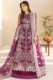 Farasha LU ZELLA Embroidered Net Unstitched 3Pc Suit D-02 MERLOT DUST