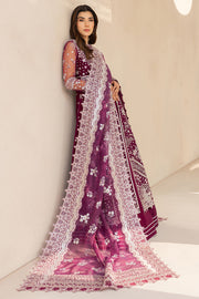 Farasha LU ZELLA Embroidered Net Unstitched 3Pc Suit D-02 MERLOT DUST