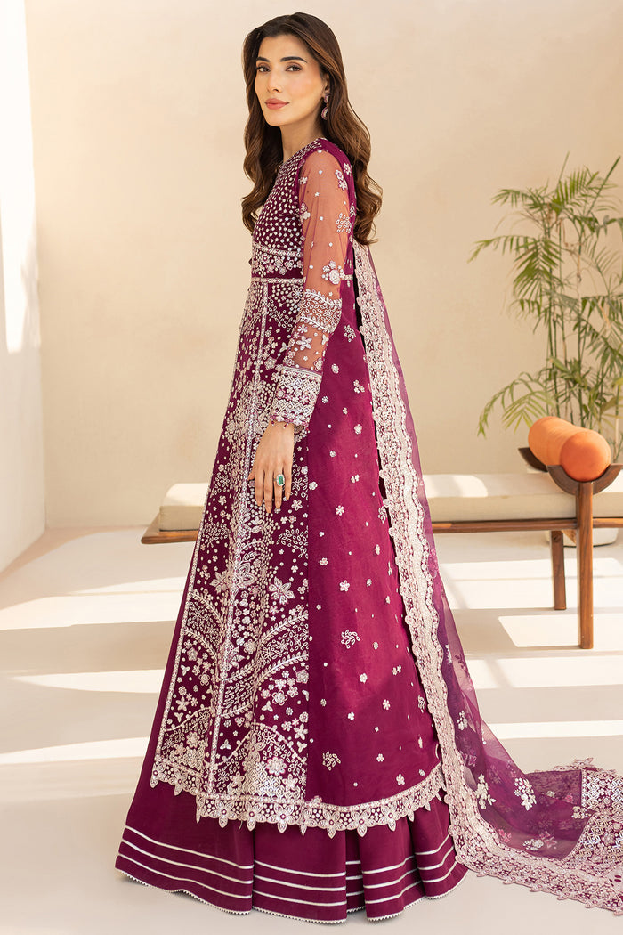 Farasha LU ZELLA Embroidered Net Unstitched 3Pc Suit D-02 MERLOT DUST