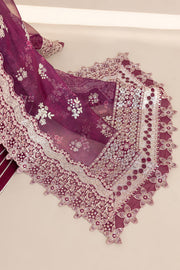 Farasha LU ZELLA Embroidered Net Unstitched 3Pc Suit D-02 MERLOT DUST