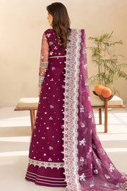 Farasha LU ZELLA Embroidered Net Unstitched 3Pc Suit D-02 MERLOT DUST