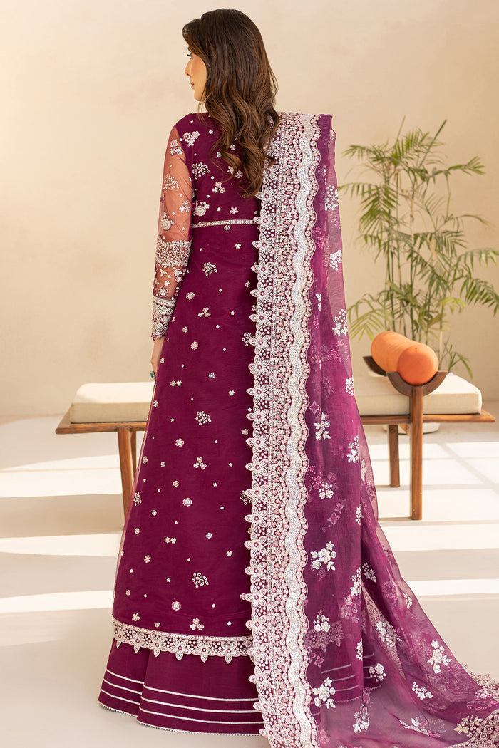 Farasha LU ZELLA Embroidered Net Unstitched 3Pc Suit D-02 MERLOT DUST