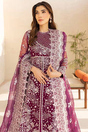 Farasha LU ZELLA Embroidered Net Unstitched 3Pc Suit D-02 MERLOT DUST