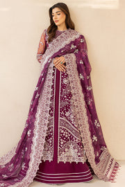 Farasha LU ZELLA Embroidered Net Unstitched 3Pc Suit D-02 MERLOT DUST
