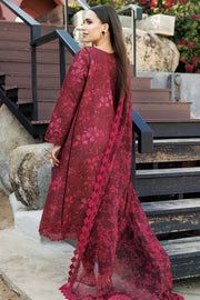 Farasha Summer Essentials Embroidered Lawn Unstitched 3Pc Suit - Merlot Muse
