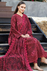 Farasha Summer Essentials Embroidered Lawn Unstitched 3Pc Suit - Merlot Muse