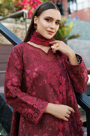 Farasha Summer Essentials Embroidered Lawn Unstitched 3Pc Suit - Merlot Muse