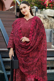 Farasha Summer Essentials Embroidered Lawn Unstitched 3Pc Suit - Merlot Muse