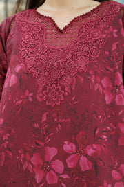 Farasha Summer Essentials Embroidered Lawn Unstitched 3Pc Suit - Merlot Muse