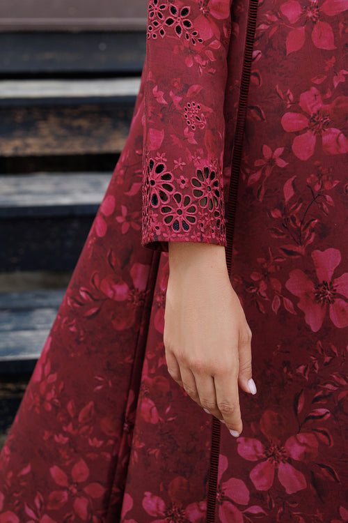 Farasha Summer Essentials Embroidered Lawn Unstitched 3Pc Suit - Merlot Muse