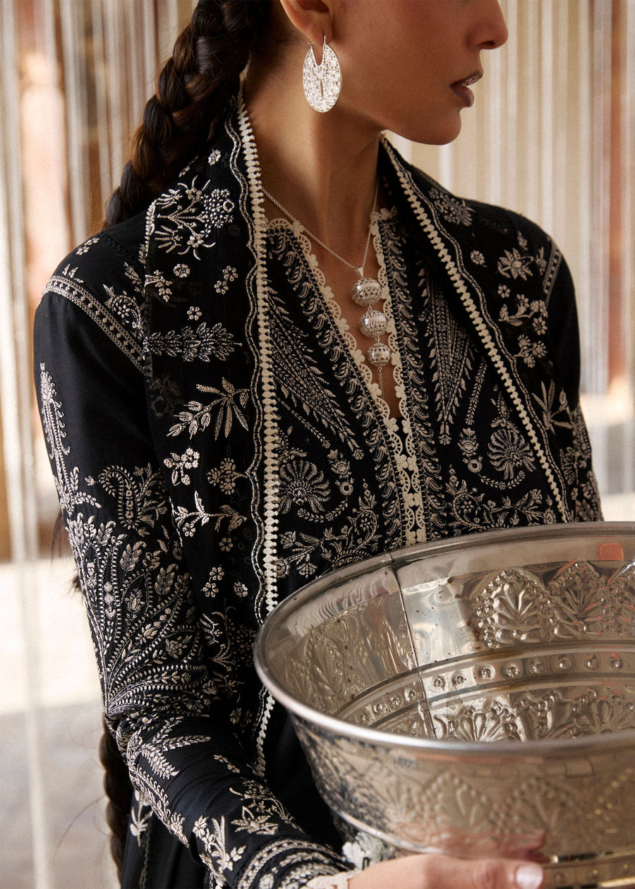 Hussain Rehar ZAN Unstitched Embroidered Lawn 3Pc Suit - Meshki
