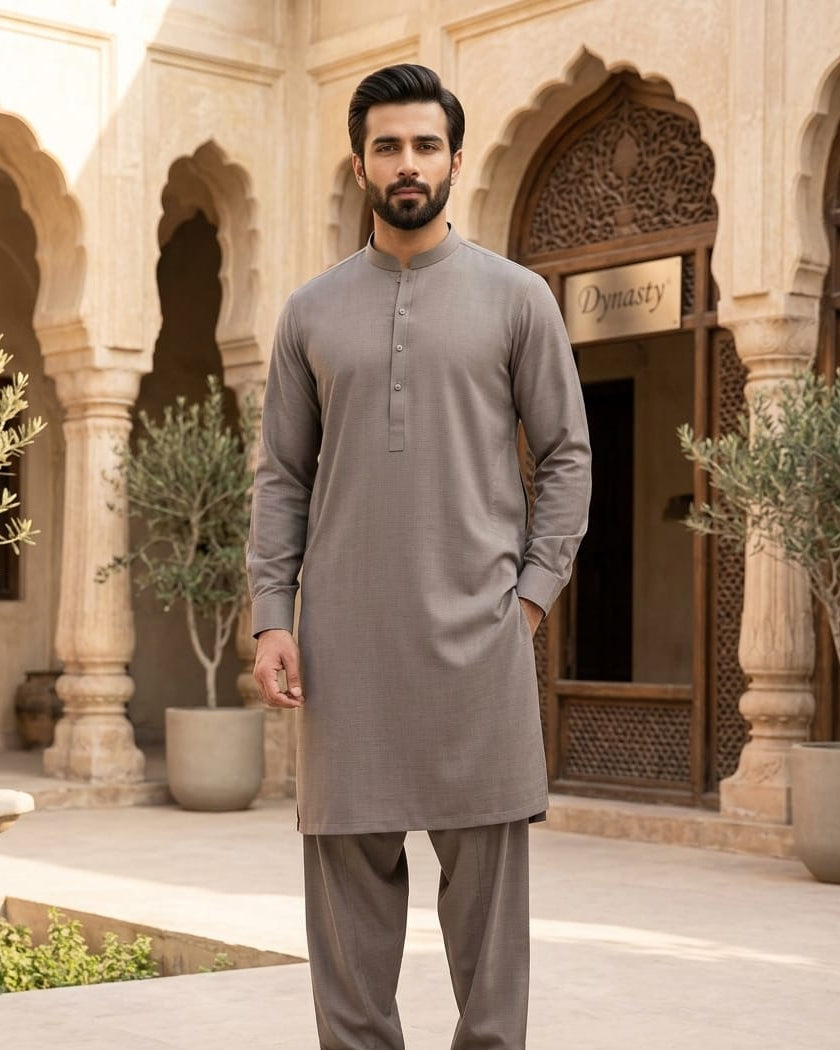 Imagination by Dynasty Fabrics Men's Unstitched Blended Suit - Medium Brown