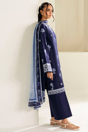 Farasha Summer Weaves Embroidered Lawn Unstitched 3Pc Suit - Midnight Hue