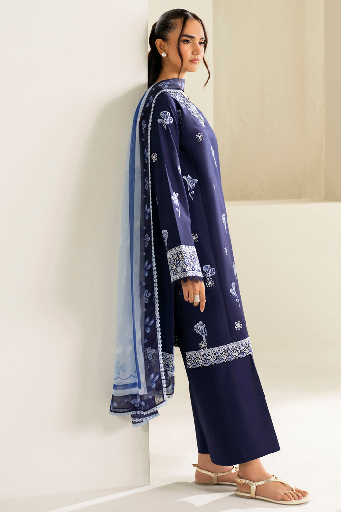 Farasha Summer Weaves Embroidered Lawn Unstitched 3Pc Suit - Midnight Hue