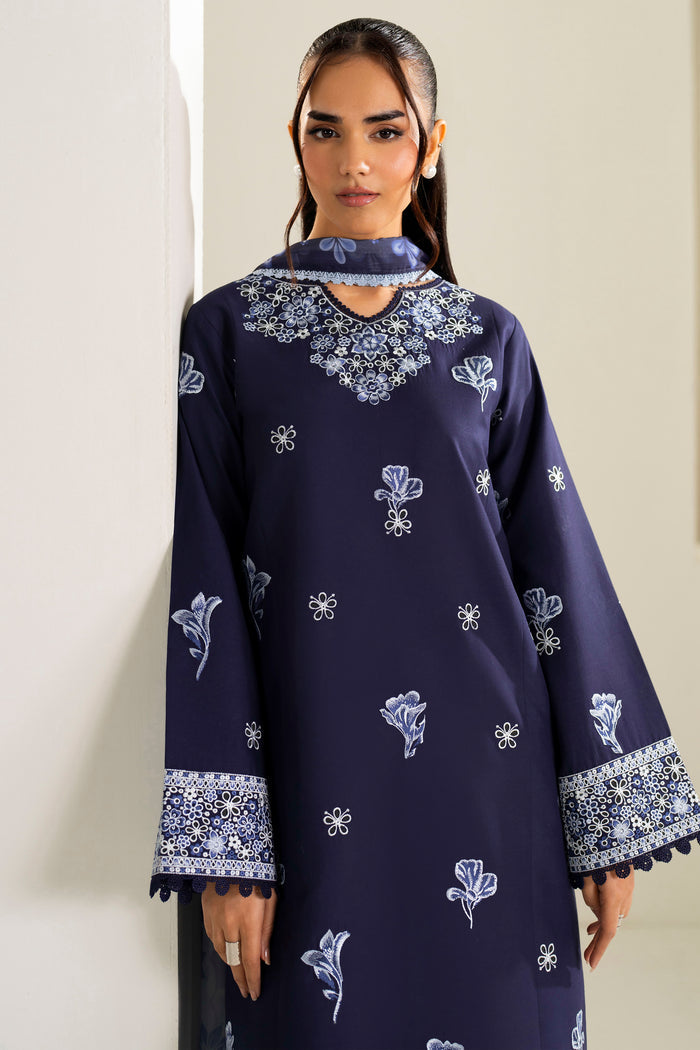 Farasha Summer Weaves Embroidered Lawn Unstitched 3Pc Suit - Midnight Hue