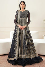 Farasha Essence Embroidered Chiffon Unstitched 3Pc Suit - Midnight Navy